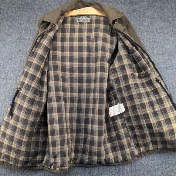 Trailways Men's Full Zip Flannel Lined Hooded Chore Field Jacket Brown XL Cotton - Picture 7 of 15